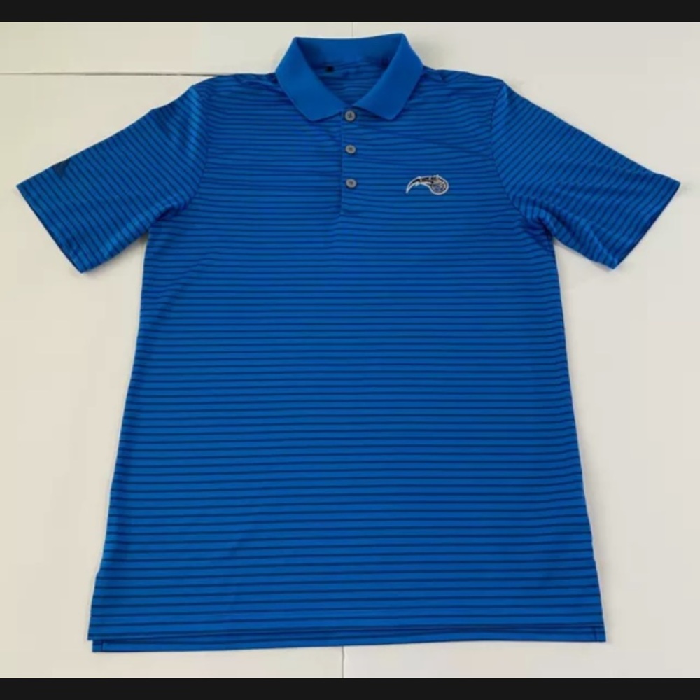 Mens Orlando Magic Striped Adidas Climacool Coaches Polo Golf Shirt Size Small